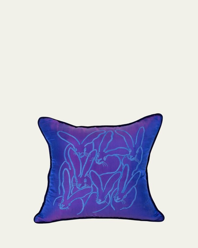 Embroidered Silk & Velvet Bunny Pillow,
